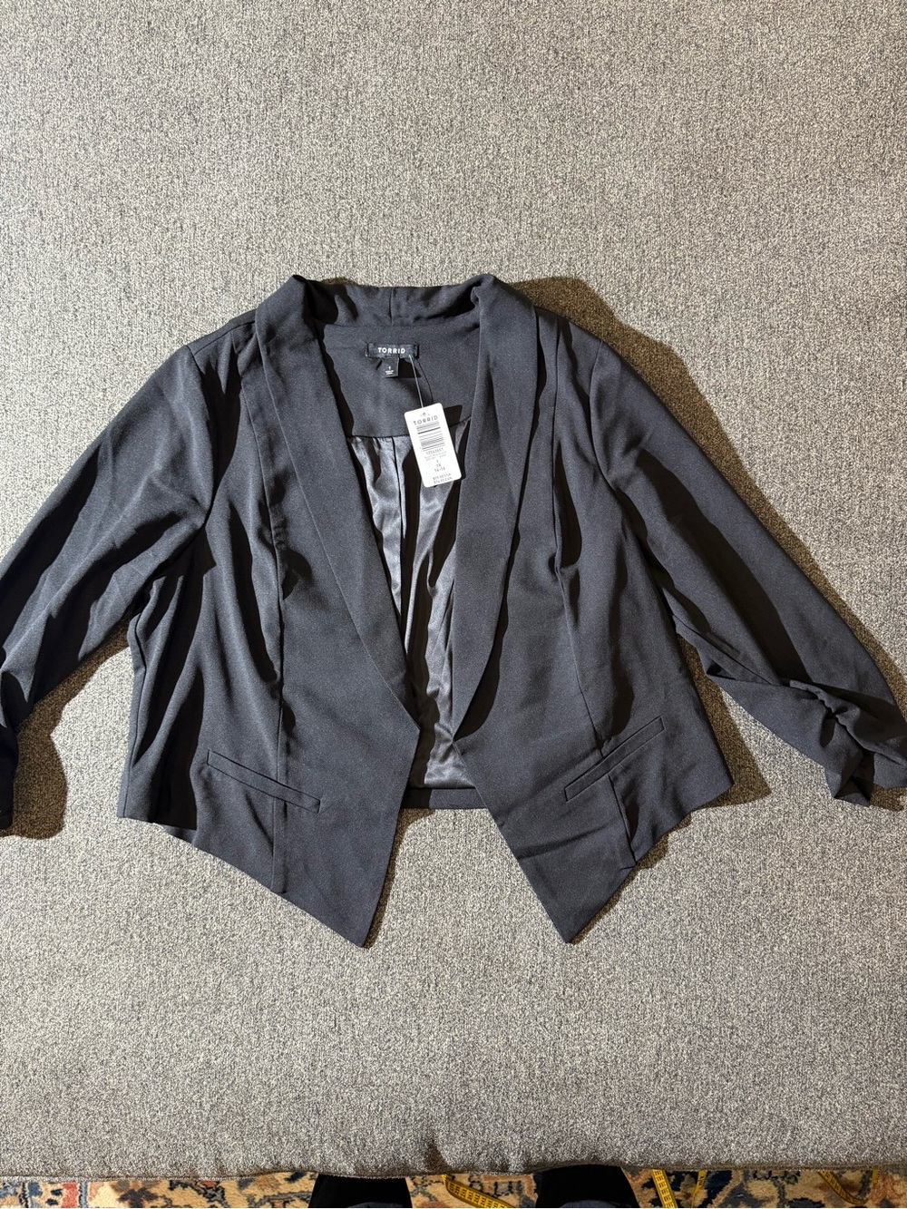 NWT Torrid Black Draped Open-Front Blazer